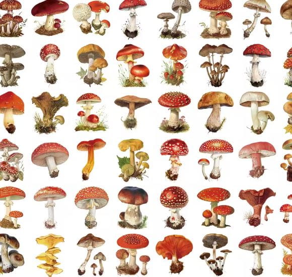 Naklejki winylowe Wlepy Grzyby Dary Lasu Jesień 50 szt STICKERBOMB