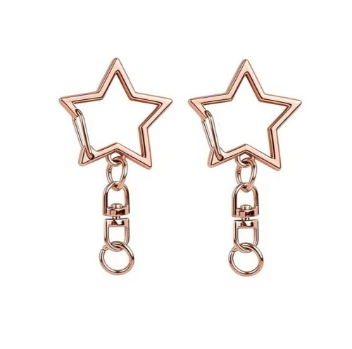 Karabińczyk Baza do breloka Gwiazda z łańcuszkiem Różowa Rose Gold 2 sztuki