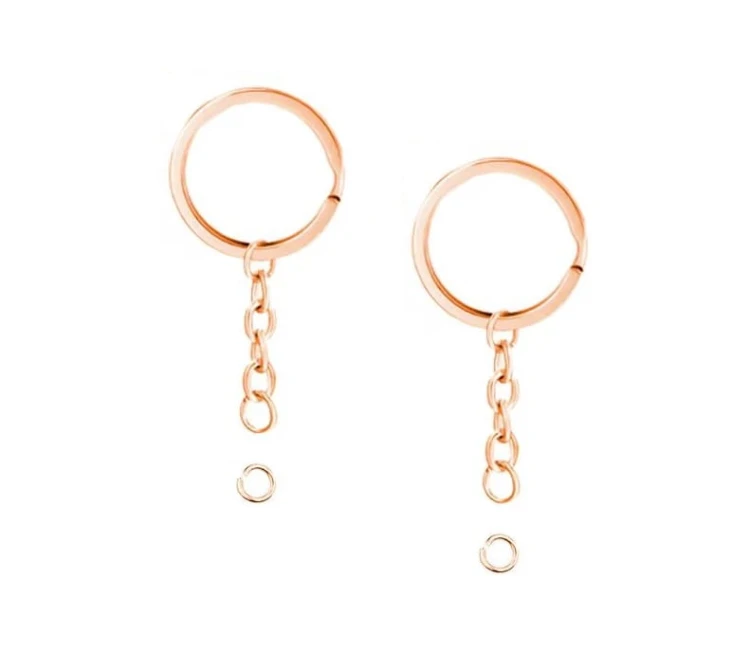 Karabińczyk Baza do breloka Kółko z łańcuszkiem Rose Gold 2 sztuki