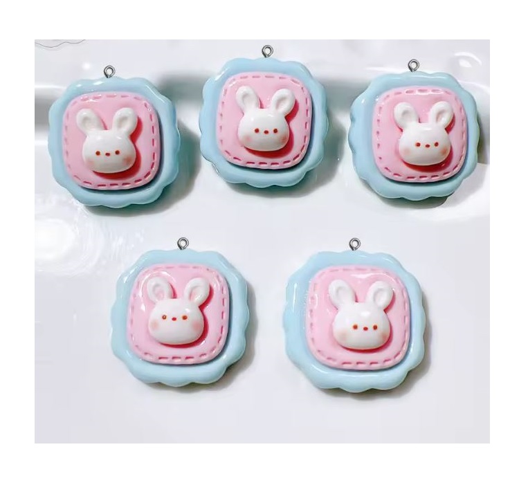 Zawieszka żywiczna do breloka Królicza główka Kawaii 2 sztuki