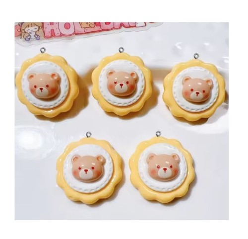 Zawieszka żywiczna do breloka Ciasteczkowy misiaczek Kawaii 2 sztuki