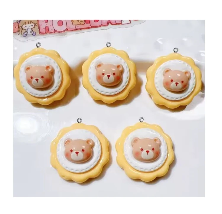 Zawieszka żywiczna do breloka Ciasteczkowy misiaczek Kawaii 2 sztuki