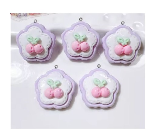 Zawieszka żywiczna do breloka Słodkie wisienki Kawaii 2 sztuki
