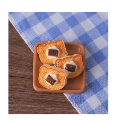 Zawieszka żywiczna do breloka Tościkowe misie z czekoladą Kawaii 2 sztuki