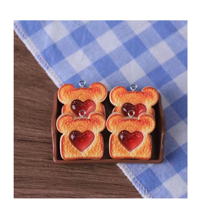 Zawieszka żywiczna do breloka Tościkowe misie z dżemem Kawaii 2 sztuki