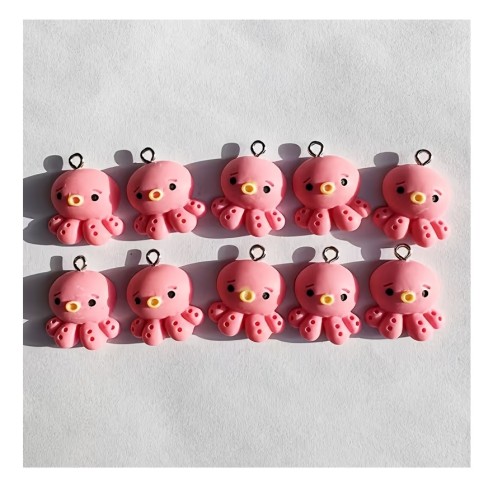 Zawieszka żywiczna do breloka Różowe ośmiorniczki Kawaii 2 sztuki