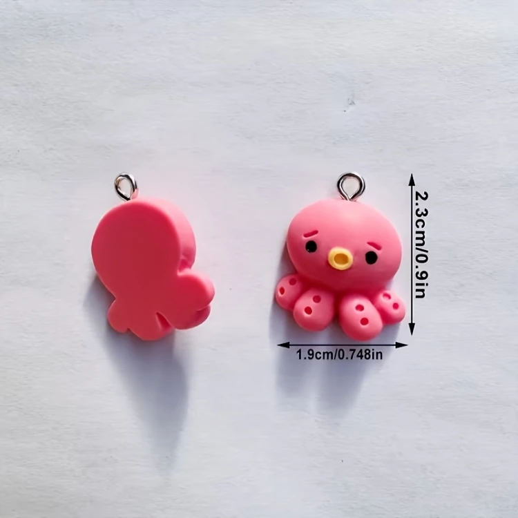 Zawieszka żywiczna do breloka Różowe ośmiorniczki Kawaii 2 sztuki