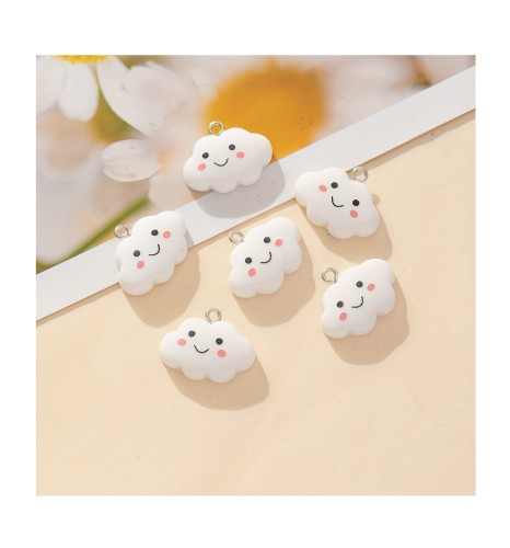 Zawieszka żywiczna do breloka Uśmiechnięte chmurki Kawaii 5 sztuk