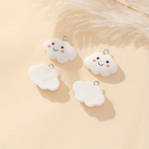 Zawieszka żywiczna do breloka Uśmiechnięte chmurki Kawaii 5 sztuk
