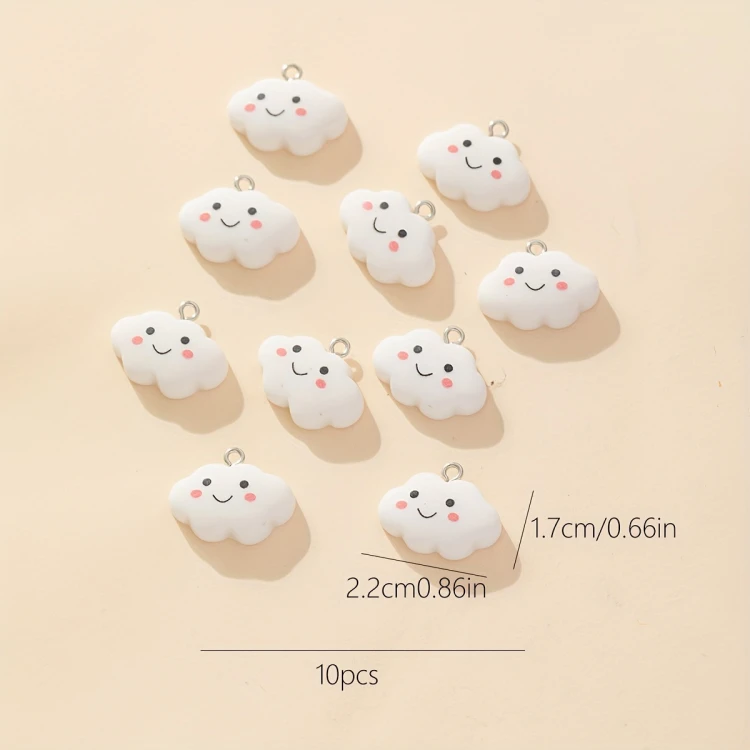 Zawieszka żywiczna do breloka Uśmiechnięte chmurki Kawaii 5 sztuk
