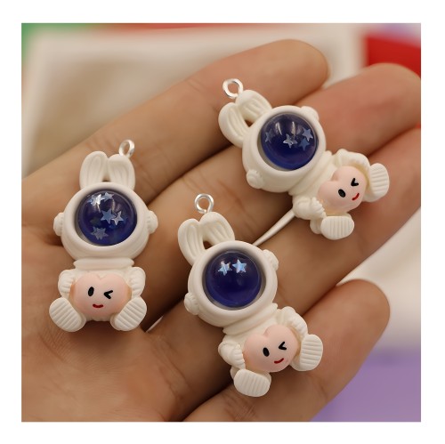 Zawieszka żywiczna do breloka Kosmiczne króliki Kawaii 2 sztuki