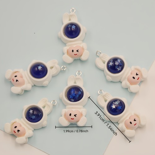 Zawieszka żywiczna do breloka Kosmiczne króliki Kawaii 2 sztuki