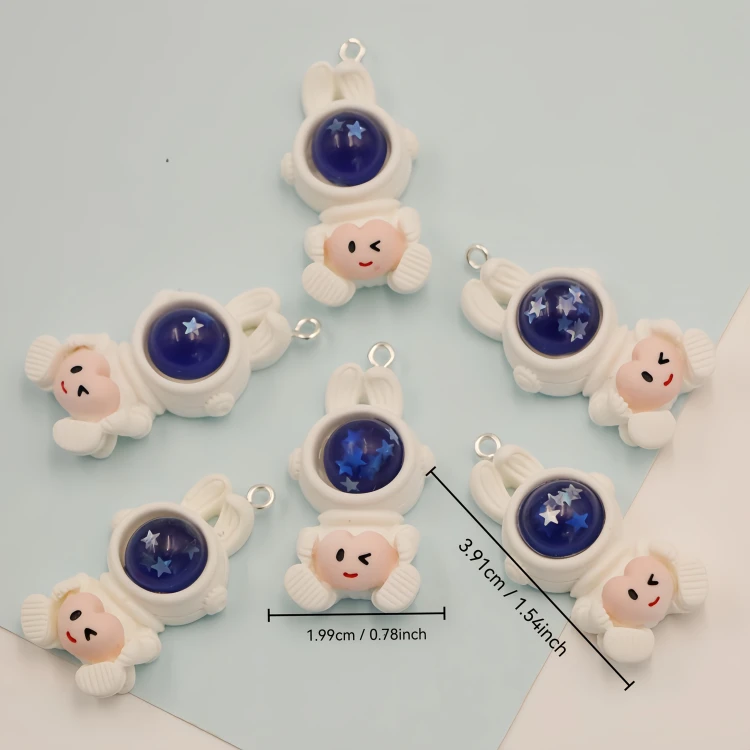 Zawieszka żywiczna do breloka Kosmiczne króliki Kawaii 2 sztuki