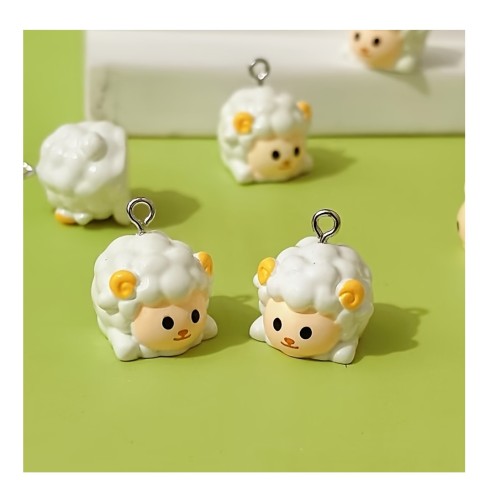 Zawieszka żywiczna do breloka Puszyste owieczki kuleczki Kawaii 2 sztuki