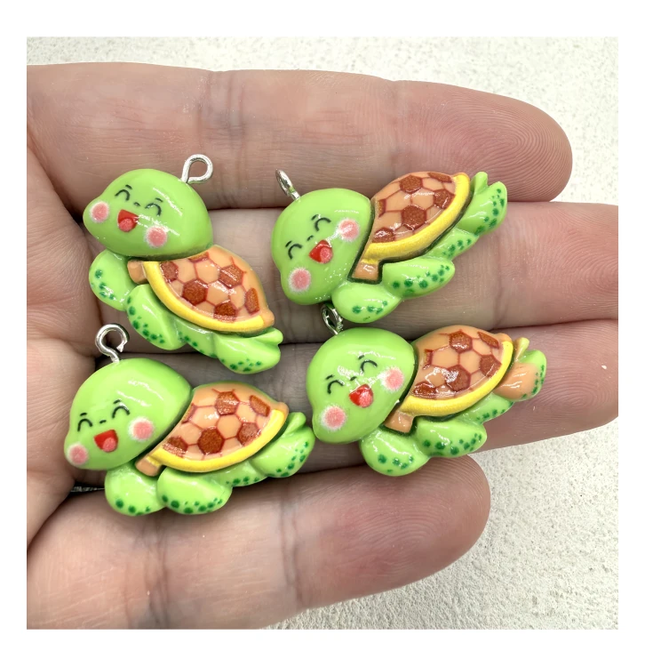 Zawieszka żywiczna do breloka Uśmiechnięte żółwie żółwiki Kawaii 2 sztuki