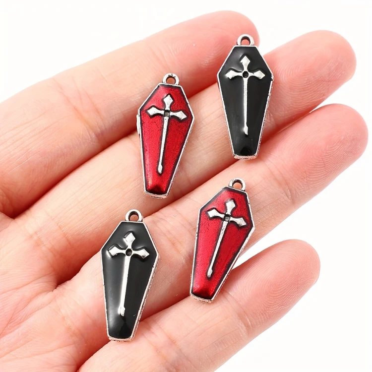 Zawieszka emaliowana Charms Trumny Czarne Halloween 2 sztuki