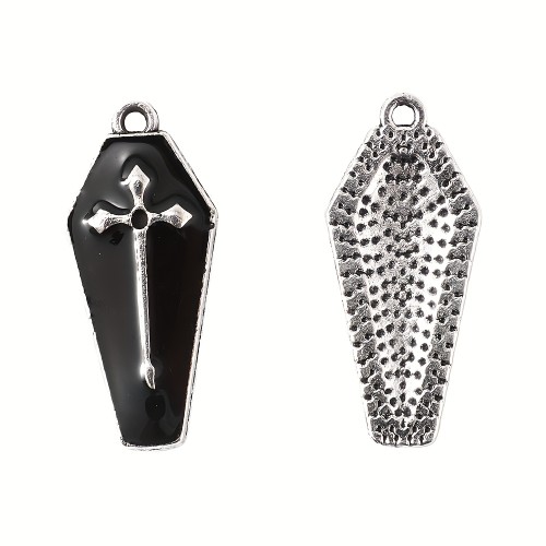 Zawieszka emaliowana Charms Trumny Czarne Halloween 2 sztuki