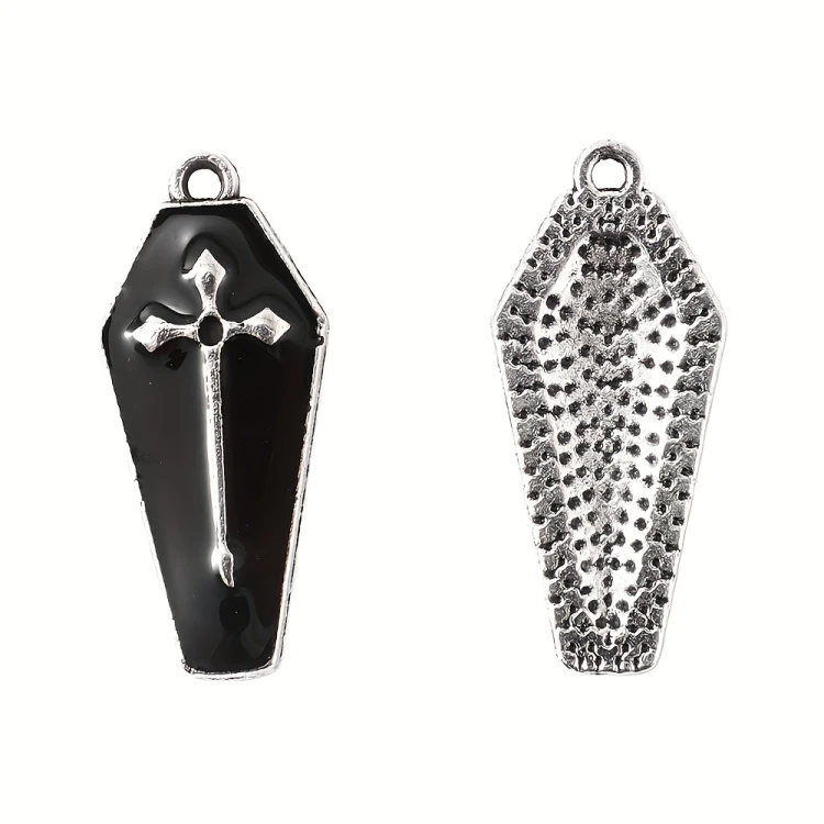 Zawieszka emaliowana Charms Trumny Czarne Halloween 2 sztuki