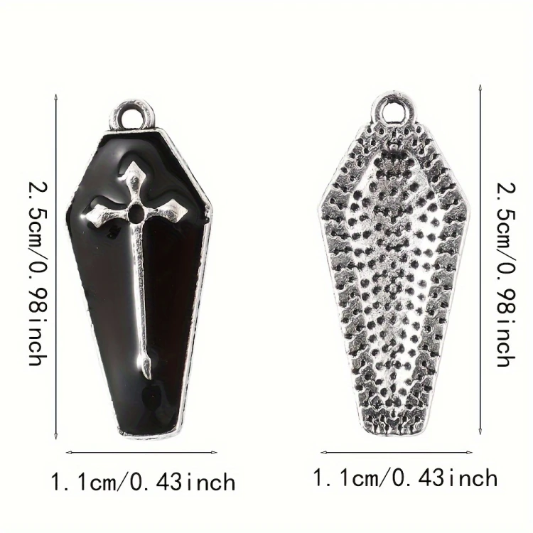 Zawieszka emaliowana Charms Trumny Czerwone Halloween 2 sztuki