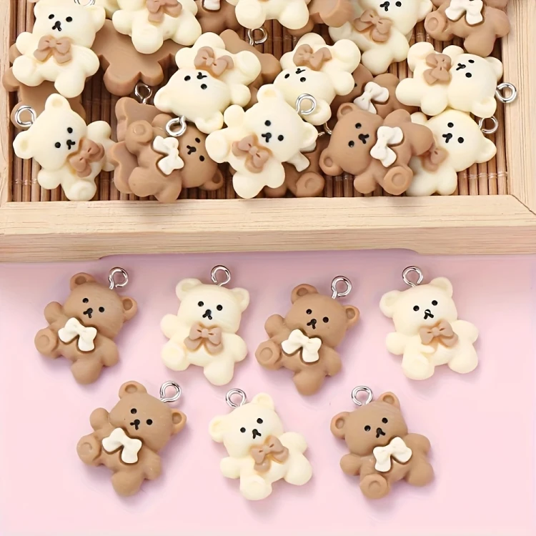 Zawieszka żywiczna Brązowe misiaczki misie Kawaii 2 sztuki