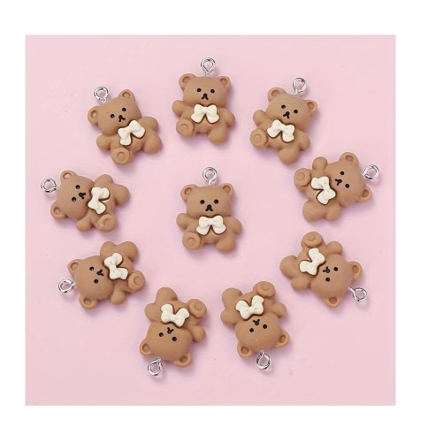 Zawieszka żywiczna Brązowe misiaczki misie Kawaii 2 sztuki