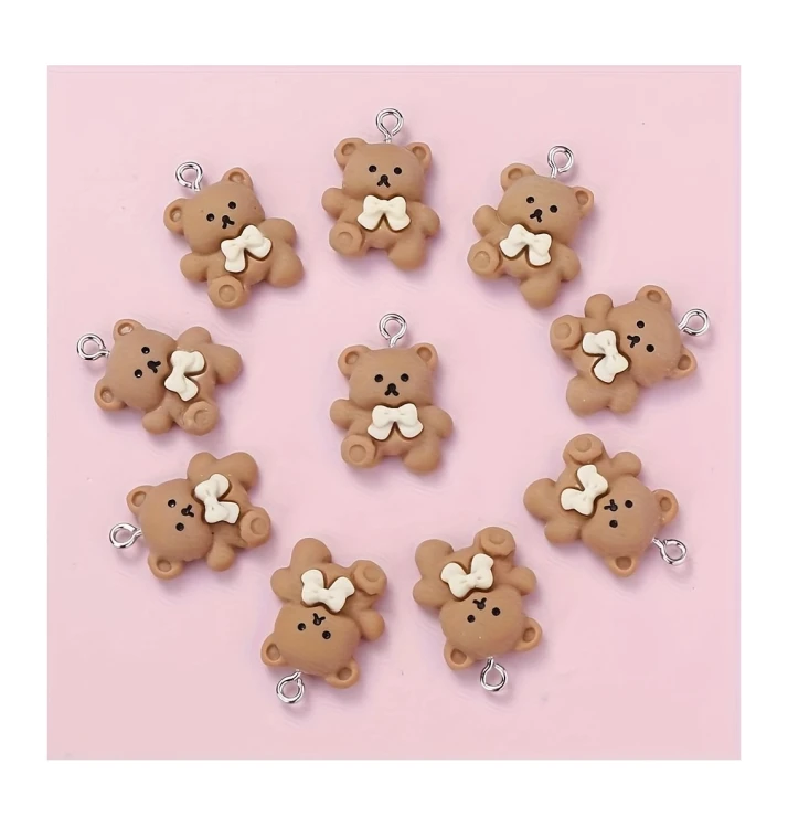 Zawieszka żywiczna Brązowe misiaczki misie Kawaii 2 sztuki