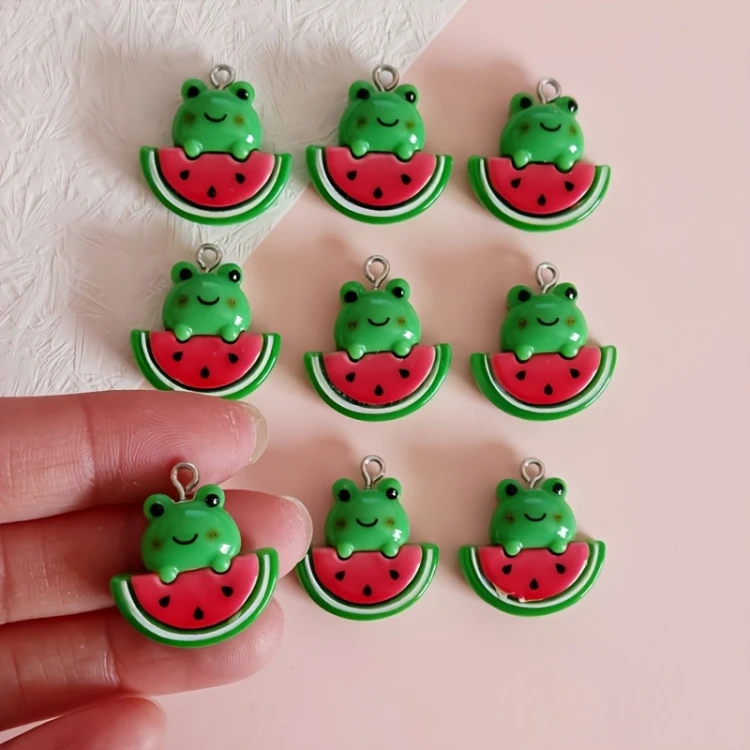 Zawieszka żywiczna Charms Arbuzowe żabki Kawaii 2 sztuki