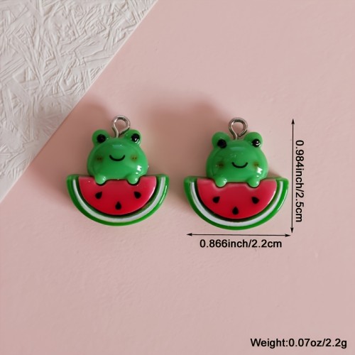 Zawieszka żywiczna Charms Arbuzowe żabki Kawaii 2 sztuki