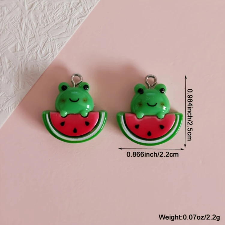 Zawieszka żywiczna Charms Arbuzowe żabki Kawaii 2 sztuki