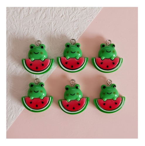 Zawieszka żywiczna Charms Arbuzowe żabki Kawaii 2 sztuki