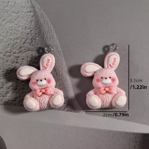 Zawieszka żywiczna Charms Różowy króliczek Kawaii 2 sztuki