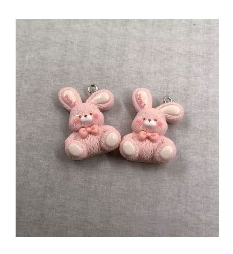 Zawieszka żywiczna Charms Różowy króliczek Kawaii 2 sztuki