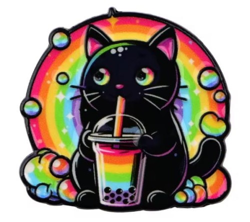 Przypinka emaliowana metalowa PIN Czarny Bubble Kot