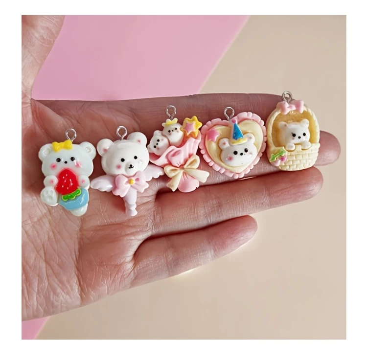 Zawieszka żywiczna Urocze misie Kawaii 5 sztuk Duży zestaw