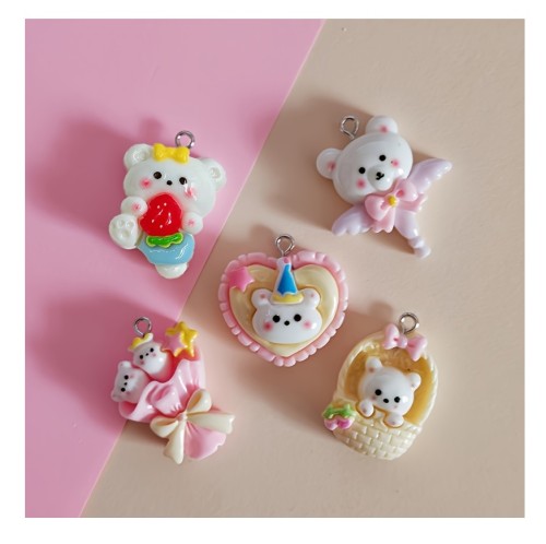 Zawieszka żywiczna Urocze misie Kawaii 5 sztuk Duży zestaw