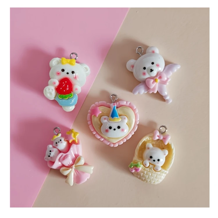 Zawieszka żywiczna Urocze misie Kawaii 5 sztuk Duży zestaw