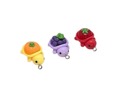 Zawieszka żywiczna Owocowe kolorowe żółwie Kawaii 3 sztuki Zestaw 1