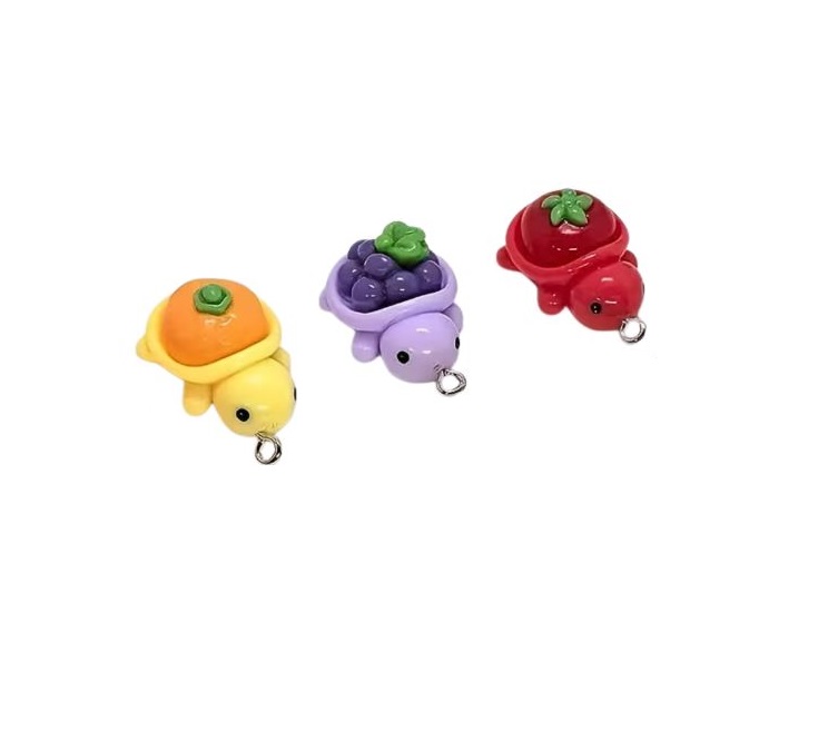 Zawieszka żywiczna Owocowe kolorowe żółwie Kawaii 3 sztuki Zestaw 1