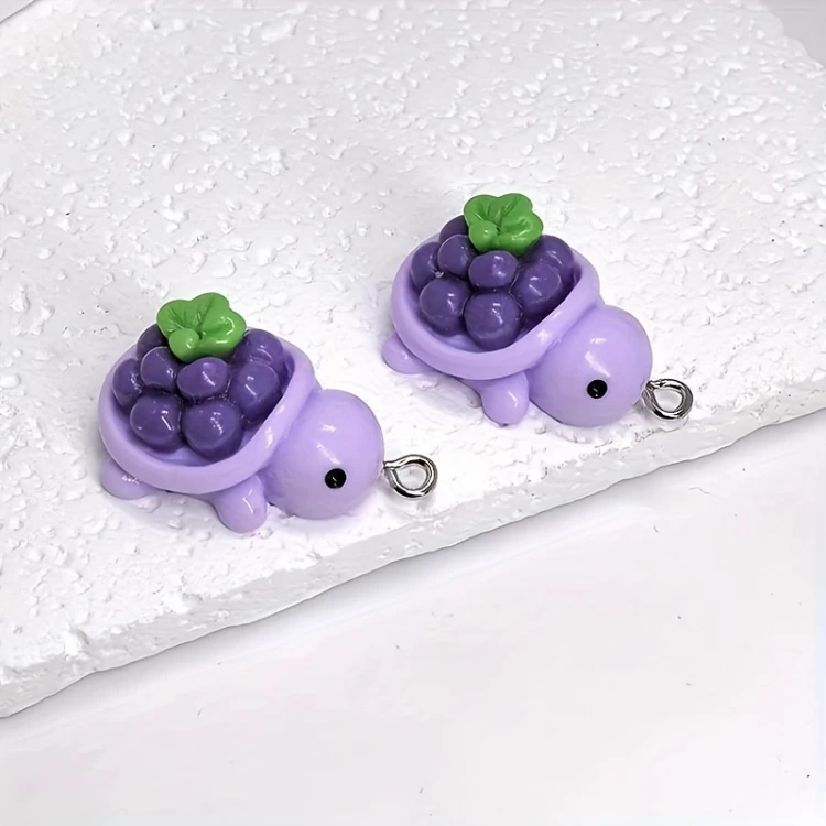 Zawieszka żywiczna Owocowe kolorowe żółwie Kawaii 3 sztuki Zestaw 1