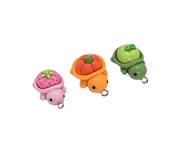 Zawieszka żywiczna Owocowe kolorowe żółwie Kawaii 3 sztuki Zestaw 2