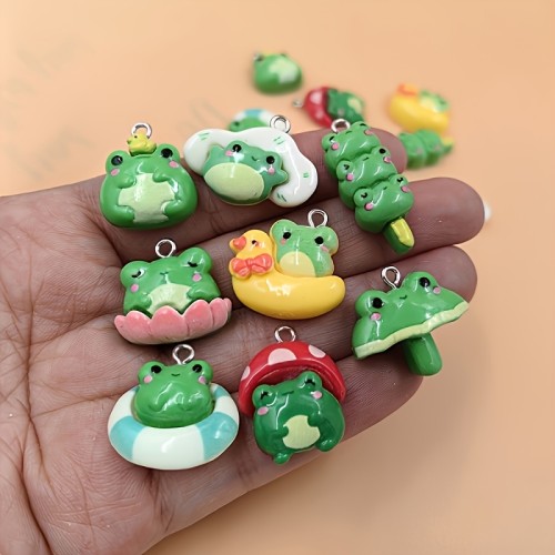 Zawieszka żywiczna Charms Urocze żabki Kawaii 4 sztuki Zestaw 1