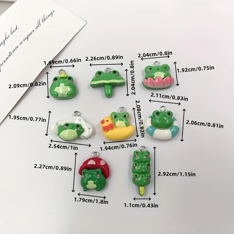 Zawieszka żywiczna Charms Urocze żabki Kawaii 4 sztuki Zestaw 1