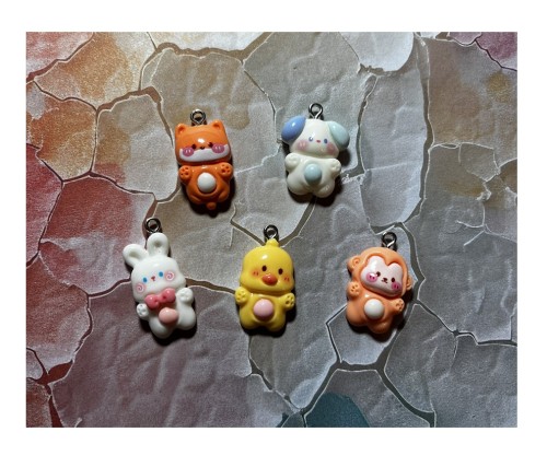 Zawieszka żywiczna Charms Urocze zwierzątka Kawaii 5 sztuk Zestaw 1