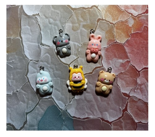 Zawieszka żywiczna Charms Urocze zwierzątka Kawaii 5 sztuk Zestaw 2