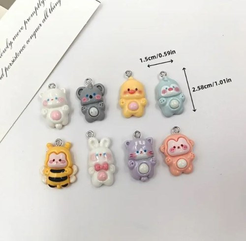 Zawieszka żywiczna Charms Urocze zwierzątka Kawaii 5 sztuk Zestaw 2