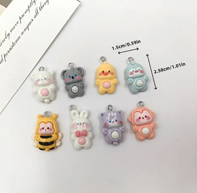 Zawieszka żywiczna Charms Urocze zwierzątka Kawaii 5 sztuk Zestaw 2
