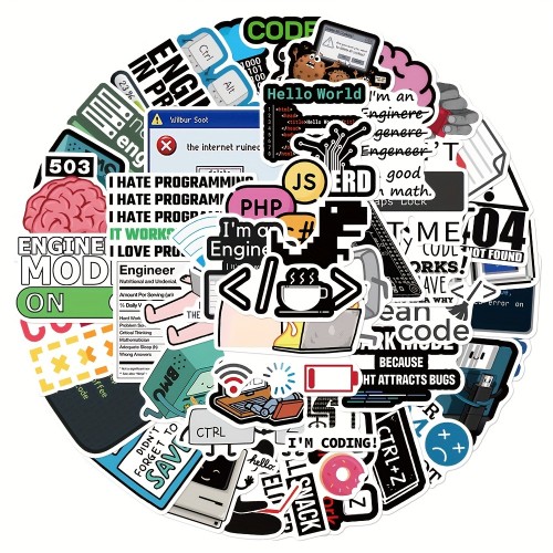 Naklejki winylowe Wlepy Komputerowe memy Programowanie 50 sztuk STICKERBOMB