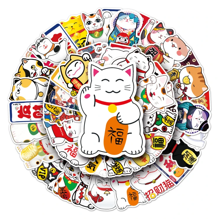 Naklejki winylowe Wlepy Koty szczęścia Maneki-Neko 50 sztuk STICKERBOMB