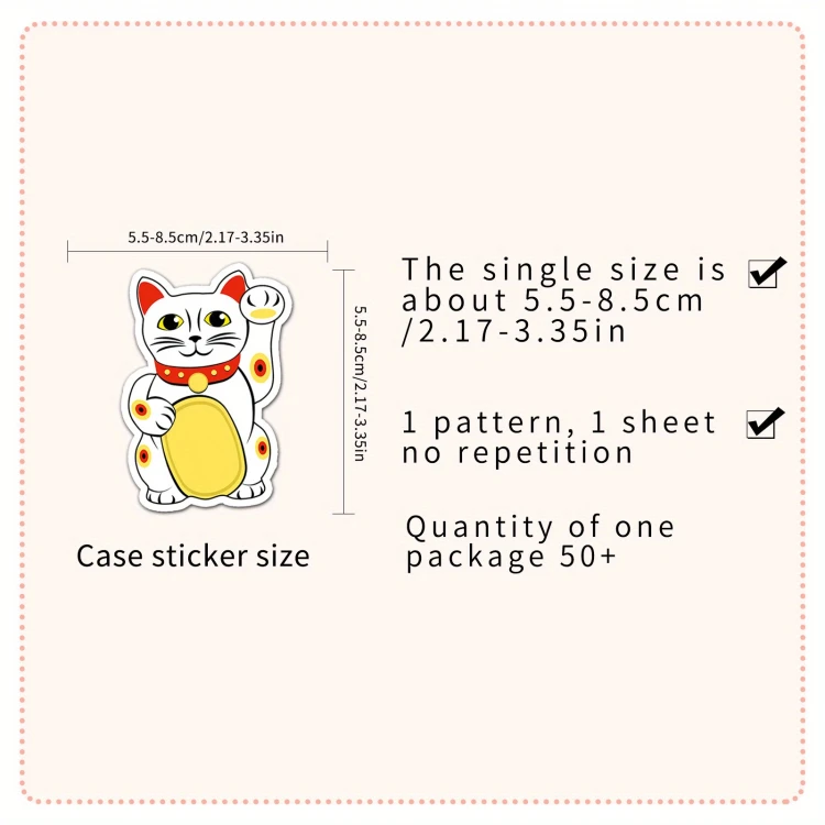 Naklejki winylowe Wlepy Koty szczęścia Maneki-Neko 50 sztuk STICKERBOMB