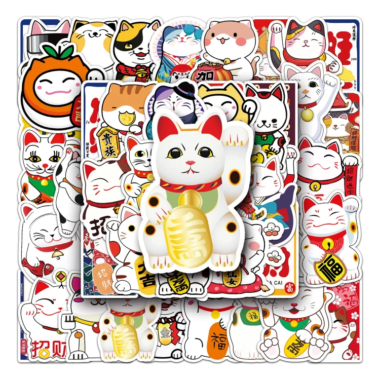 Naklejki winylowe Wlepy Koty szczęścia Maneki-Neko 50 sztuk STICKERBOMB